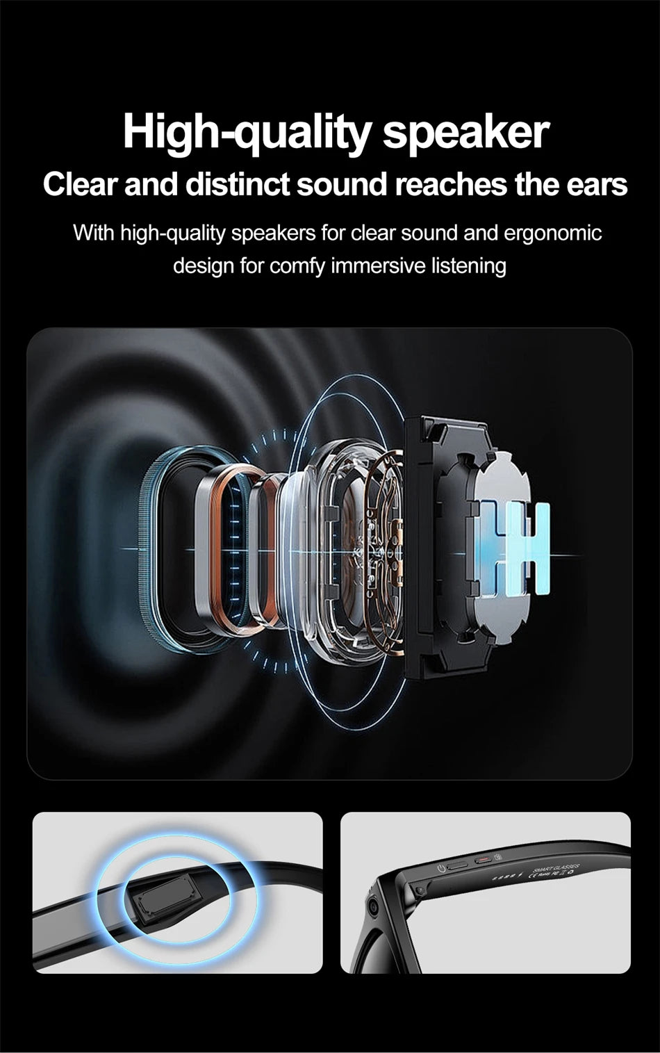 AI Smart Glasses – Bluetooth Camera Glasses with Voice Call, Music & Video Recording