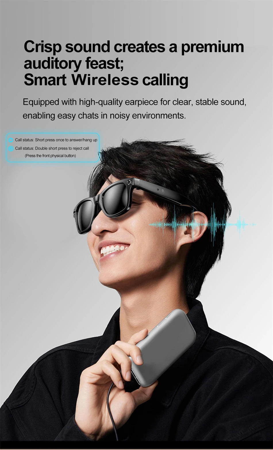 AI Smart Glasses – Bluetooth Camera Glasses with Voice Call, Music & Video Recording