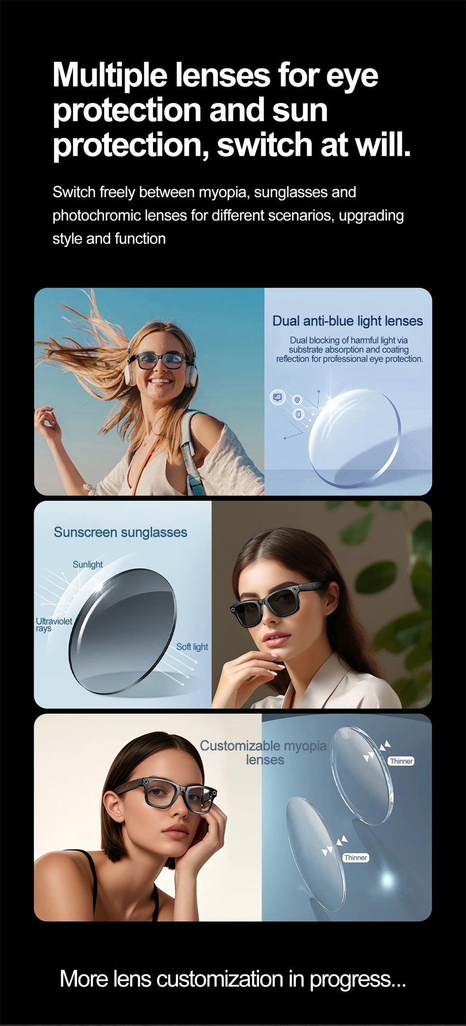 AI Smart Glasses – Bluetooth Camera Glasses with Voice Call, Music & Video Recording