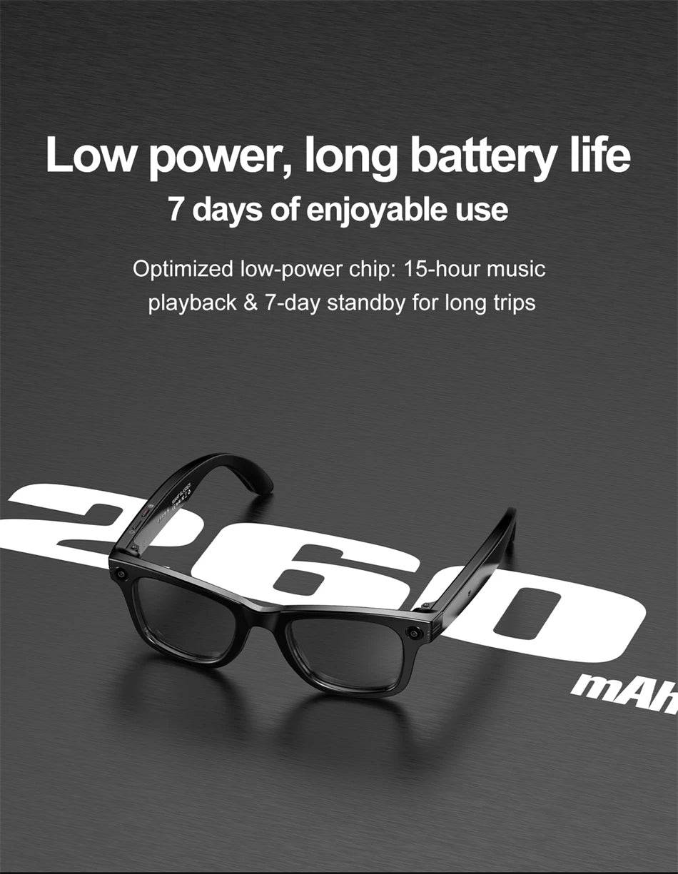 AI Smart Glasses – Bluetooth Camera Glasses with Voice Call, Music & Video Recording