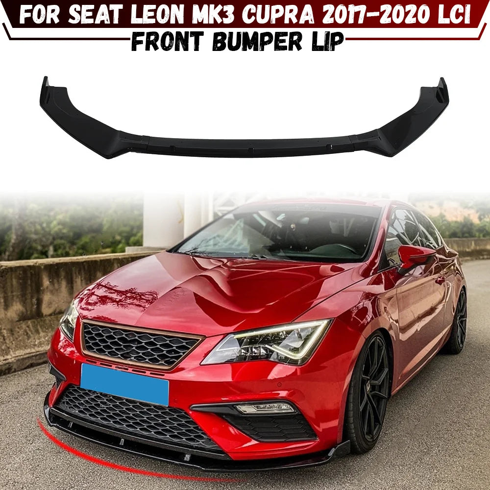 SEAT Leon MK3 Cupra Facelift 2017–2020 Front Bumper Lip Splitter – Gloss Black