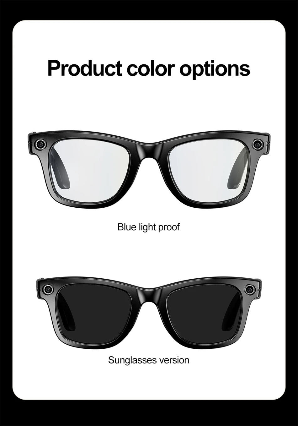 AI Smart Glasses – Bluetooth Camera Glasses with Voice Call, Music & Video Recording