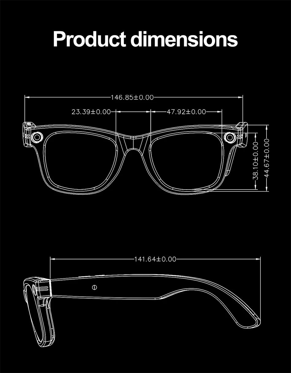AI Smart Glasses – Bluetooth Camera Glasses with Voice Call, Music & Video Recording