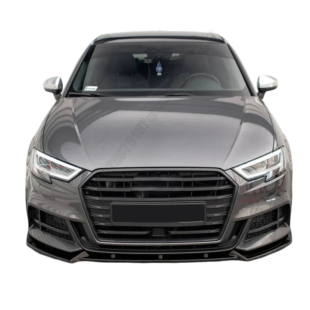 Gloss Black Front Bumper Lip Splitter Diffuser 3PCS For Audi S3 A3 8V S-Line 2016-2020