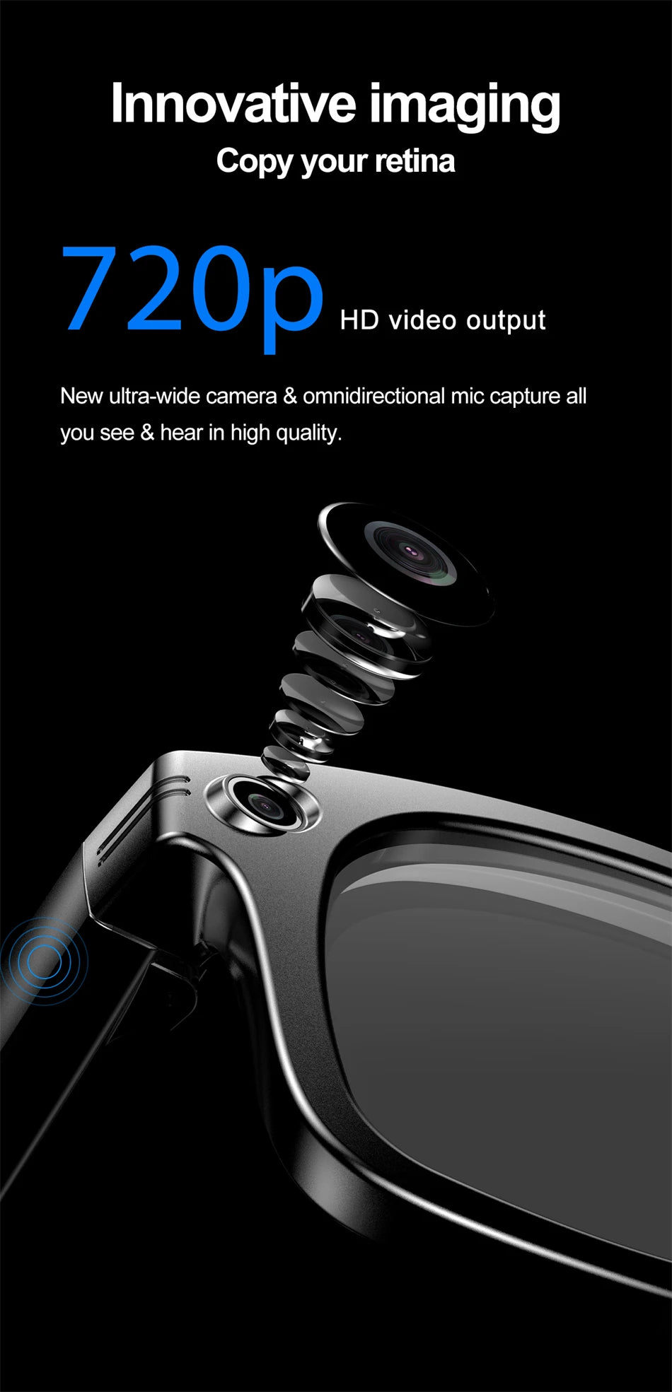 AI Smart Glasses – Bluetooth Camera Glasses with Voice Call, Music & Video Recording