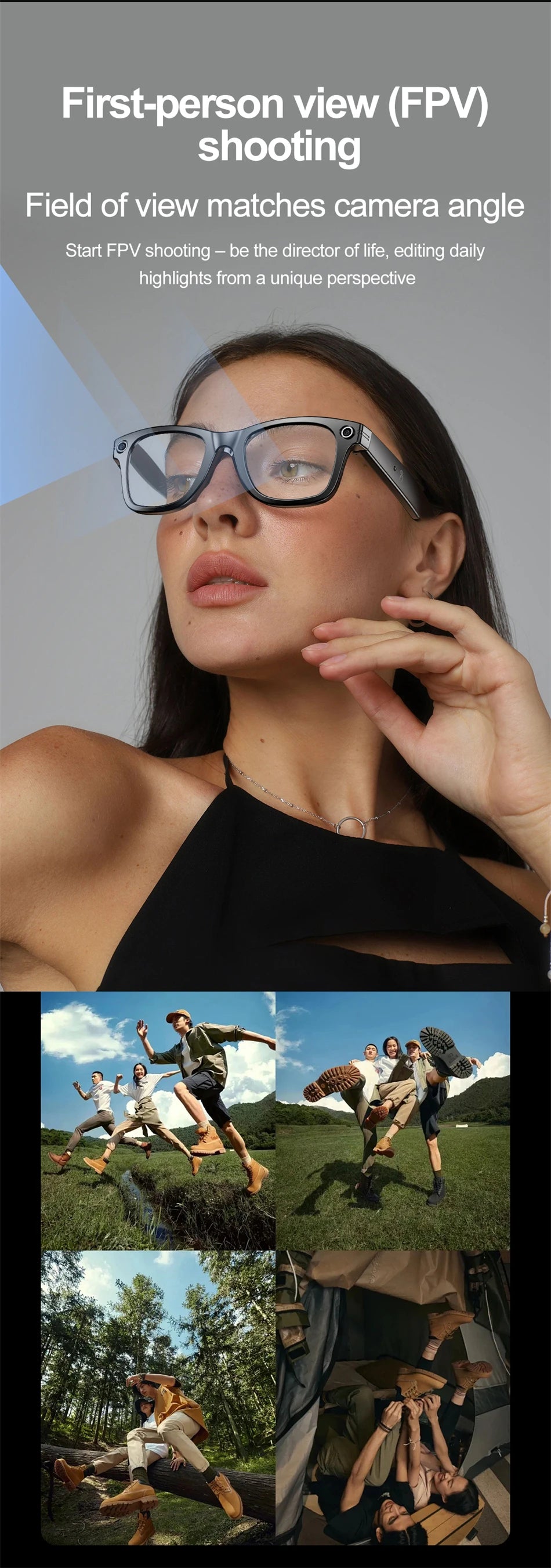 AI Smart Glasses – Bluetooth Camera Glasses with Voice Call, Music & Video Recording