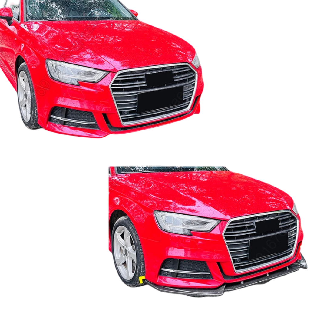 Gloss Black Front Bumper Lip Splitter Diffuser 3PCS For Audi S3 A3 8V S-Line 2016-2020