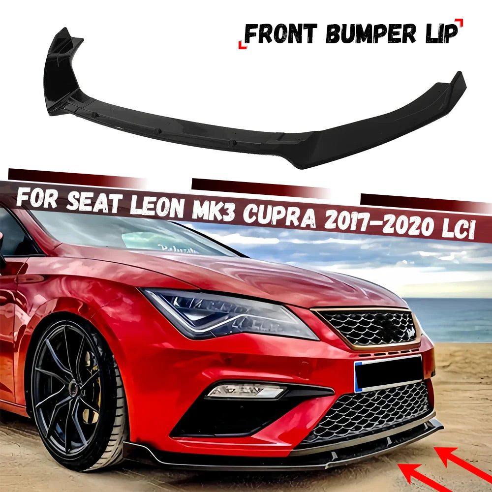 SEAT Leon MK3 Cupra Facelift 2017–2020 Front Bumper Lip Splitter – Gloss Black