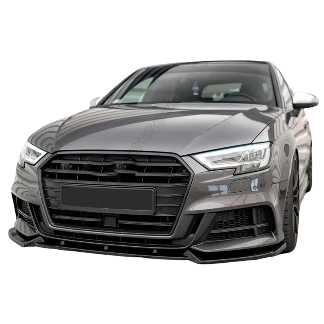 Gloss Black Front Bumper Lip Splitter Diffuser 3PCS For Audi S3 A3 8V S-Line 2016-2020
