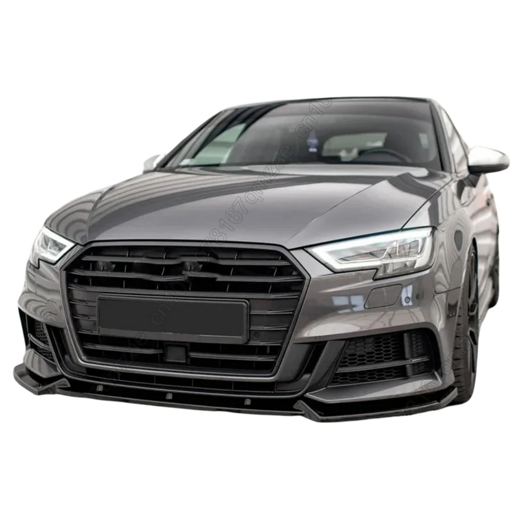Gloss Black Front Bumper Lip Splitter Diffuser 3PCS For Audi S3 A3 8V S-Line 2016-2020