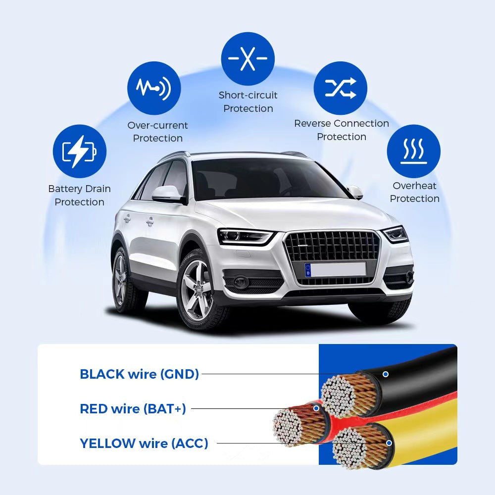 AZDOME Dash Cam Hardwire Kit – 24H Parking Monitoring Line (JYX02 / JYX04 / JYX05 Compatible Models)